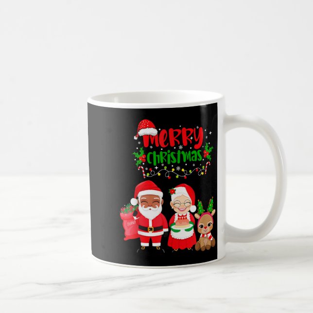 Taza De Café Cute Melanin Santa &amp; Mrs Claus Interracial Fam (Derecha)