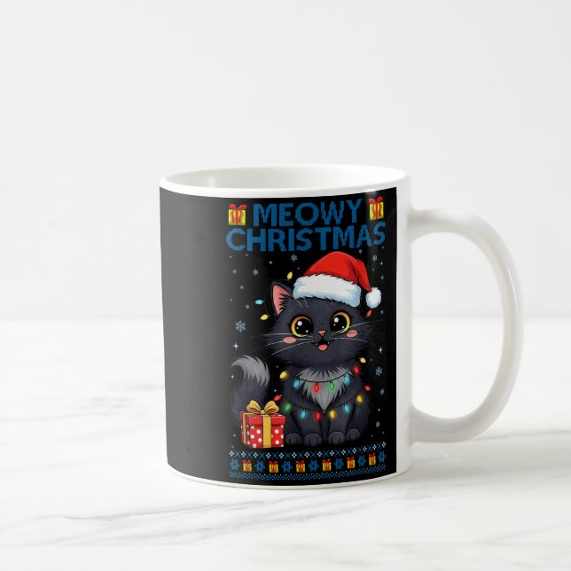 Taza De Café Cute Meowy Christmas Cat – Kawaii Holiday Kitty Te (Derecha)