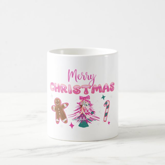 Taza De Café Cute Merry Christmas Gingerbread and Candy Design (Centro)