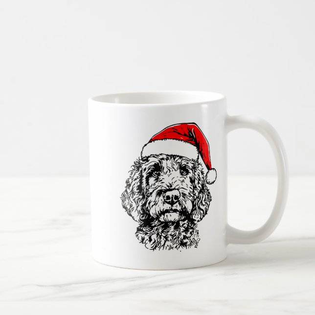 Taza De Café Cute Merry Christmas Goldendoodle Santa Christmas  (Derecha)