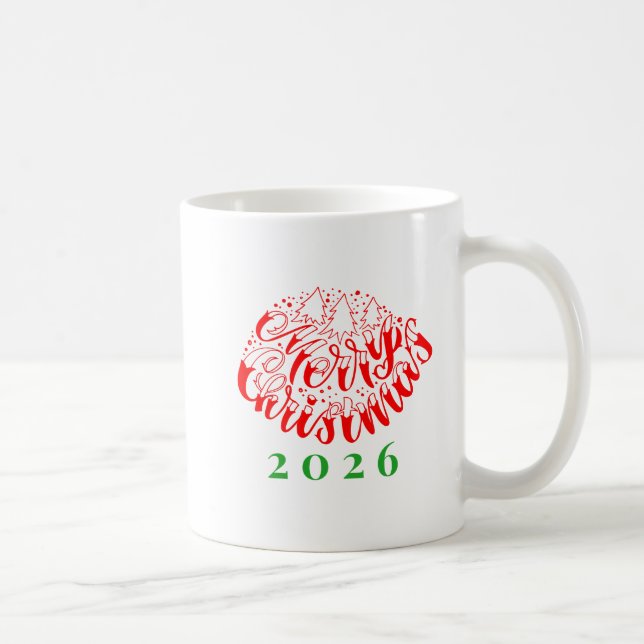 Taza De Café Cute Merry Christmas Typography (Derecha)