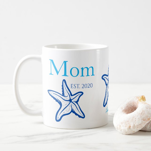 Taza De Café Cute Mom Blue Starfish Beache Coffee Mug (Con donut)