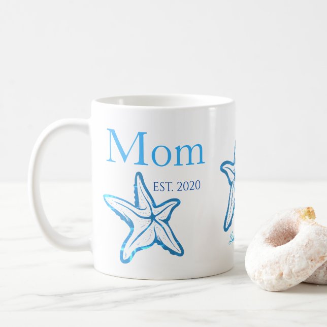 Taza De Café Cute Mom Blue Starfish Beache Coffee Mug (Con donut)