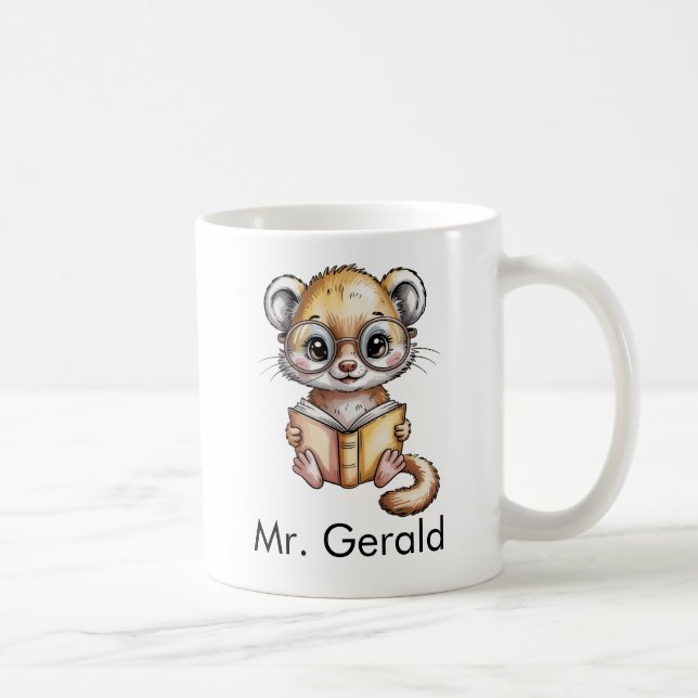 Taza De Café Cute Mongoose Reading a Book Custom (Derecha)