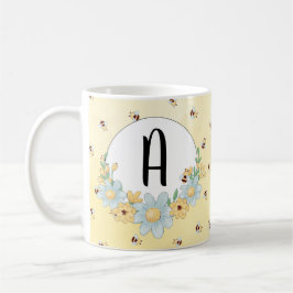 Taza De Café Cute Monogrammed Bumble Bee