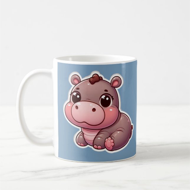 Taza De Café Cute Moo Deng Baby Hippo Mug (Izquierda)