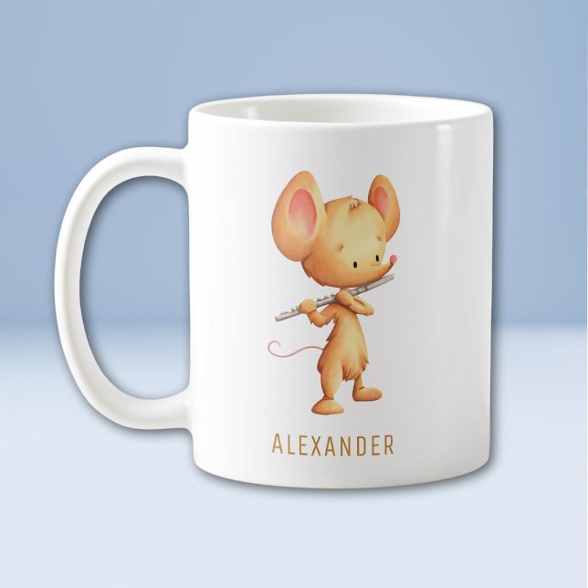 Taza De Café Cute Mouse Playing Flute (Subido por el creador)