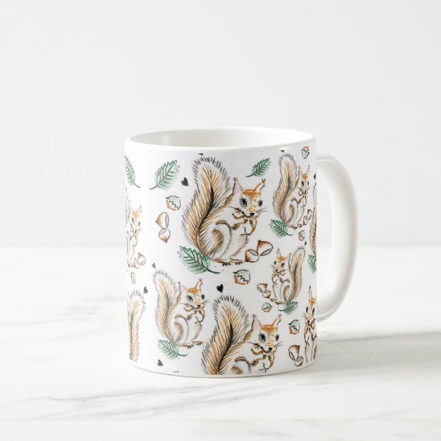 Taza De Café Cute mug with adorable squirrels pattern (Anverso derecho)