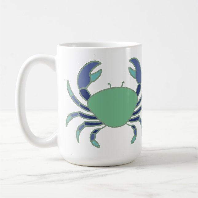 Taza De Café Cute mug with blue and green crab design (Izquierda)