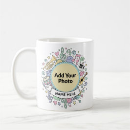 Taza De Café Cute Musical Doodles Kids Custom Photo  Name Mug