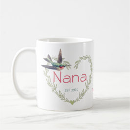 Taza De Café Cute Nana Heart Hummingbird Green Ruby Red