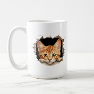 TAZA DE CAFÉ CUTE NARANJA TABBY KITTEN HACIENDO EL VISTAZO