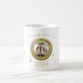 Taza De Café Cute Navidad Marco Dorado Una Foto Estrellas