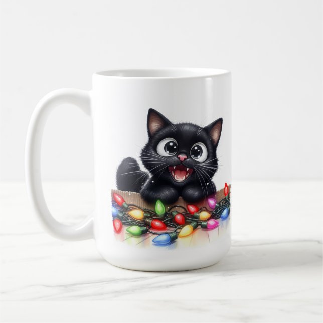 TAZA DE CAFÉ CUTE NAVIDADES KITTEN NEGRO CON LUCES (Izquierda)