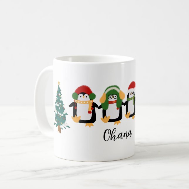 Taza De Café Cute Navidades Pingüino Igloo acuarela (Anverso izquierdo)