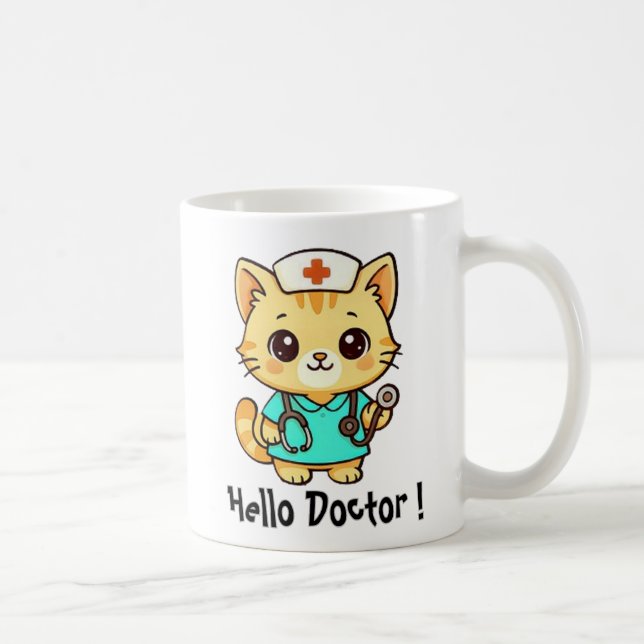 Taza De Café Cute Nurse Cat (Derecha)