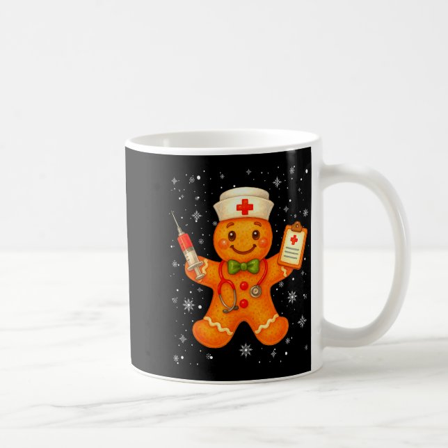 Taza De Café Cute Nurse Gingerbread Pjs Christmas Xmas Nurse Rn (Derecha)