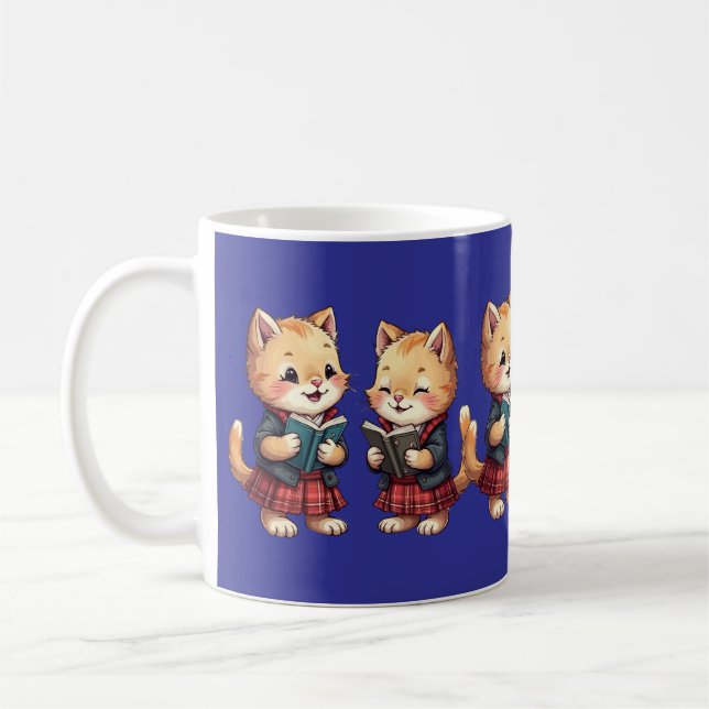 Taza De Café Cute Orange Kitties Reading Burns Night Poetry (Izquierda)