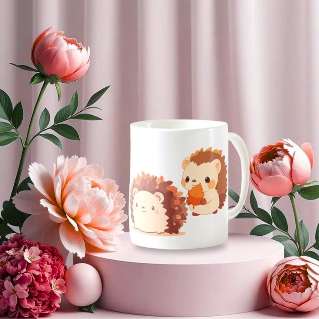 Taza De Café Cute Otoño Hedgehogs - Kawaii Caen Animales Forest (Subido por el creador)
