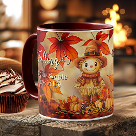 Taza De Café Cute Otoño Magic Leaf Thankending