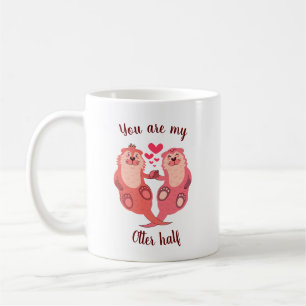 Taza De Café Cute Otters Día de San Valentín Couple Personaliza