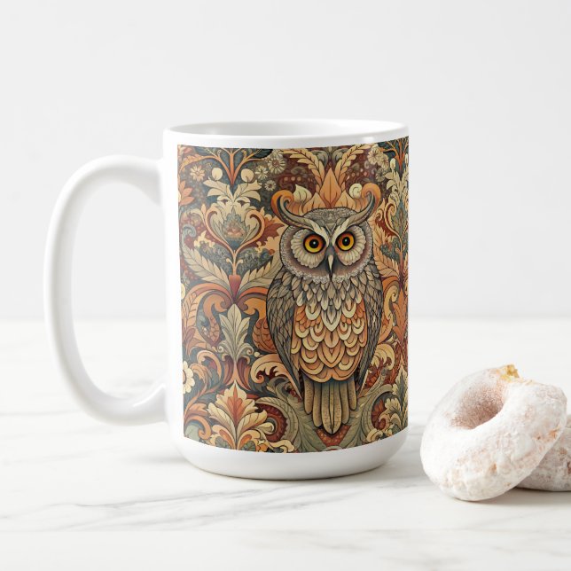 Taza De Café Cute Owl Style William Morris (Con donut)