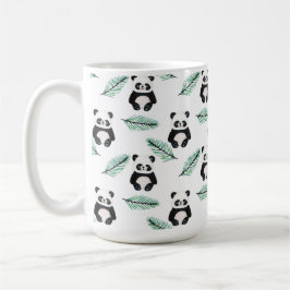 Taza De Café Cute panda and palm leaf pattern