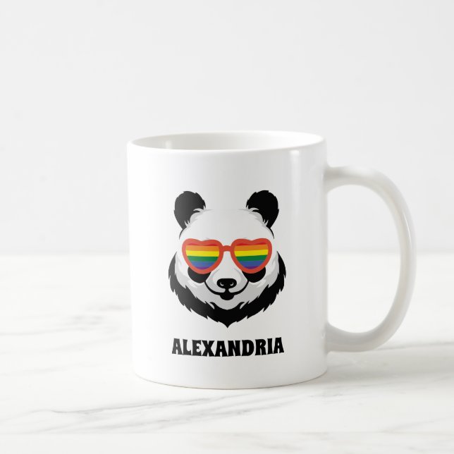 Taza De Café Cute Panda Bear | Arcoiris | LGBTQ (Derecha)