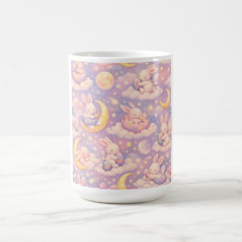 Taza De Café Cute Pastel Bunny Mug – Kawaii Moon & Clouds