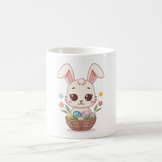 Taza De Café Cute Pastel Easter Bunny Basket Illustration (Centro)