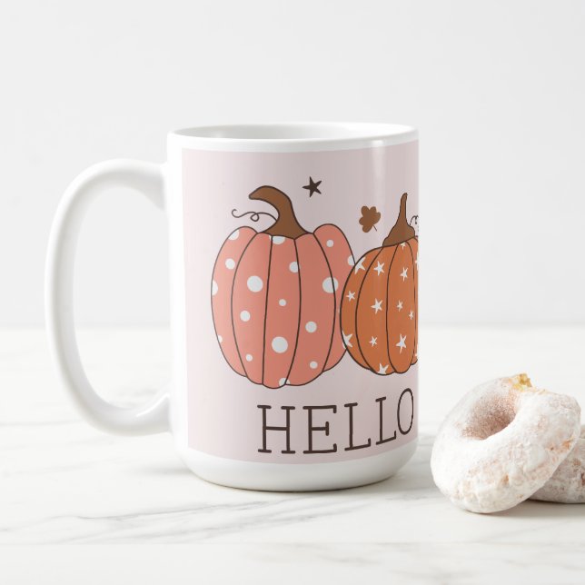 Taza De Café Cute Pastel Hola Calabaza (Con donut)