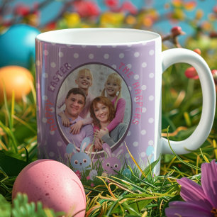 Taza De Café Cute Pastel Purple Hoppy Easter Family Regalos de