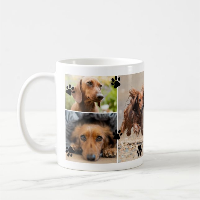 Taza De Café Cute Paw Imprime Seis Fotos Mascotas (Izquierda)