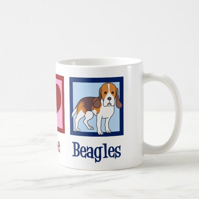 Taza De Café Cute Peace Love Beagles (Derecha)