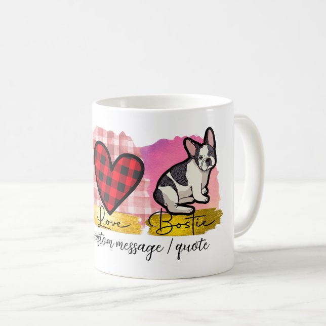 Taza De Café Cute Peace Love Boston Terrier Dog Lover (Anverso derecho)