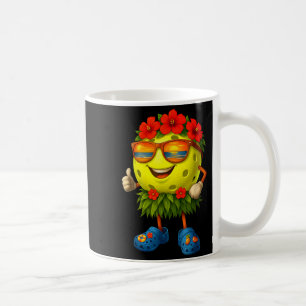 Taza De Café Cute pelota hawaiana de pickleball playa tropical