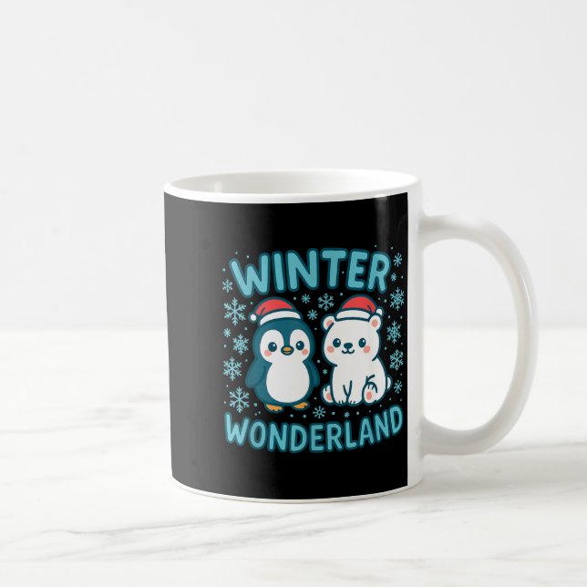 Taza De Café Cute Penguin And Lar Bear Winter Wonderland Christ (Derecha)