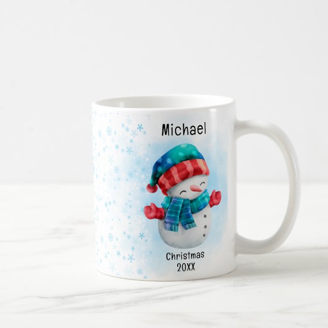Taza De Café Cute penguin Personalized Name Christmas (Derecha)