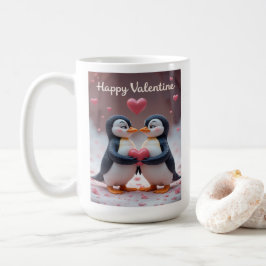 Taza De Café Cute Penguin Valentine Adorable Couple Love