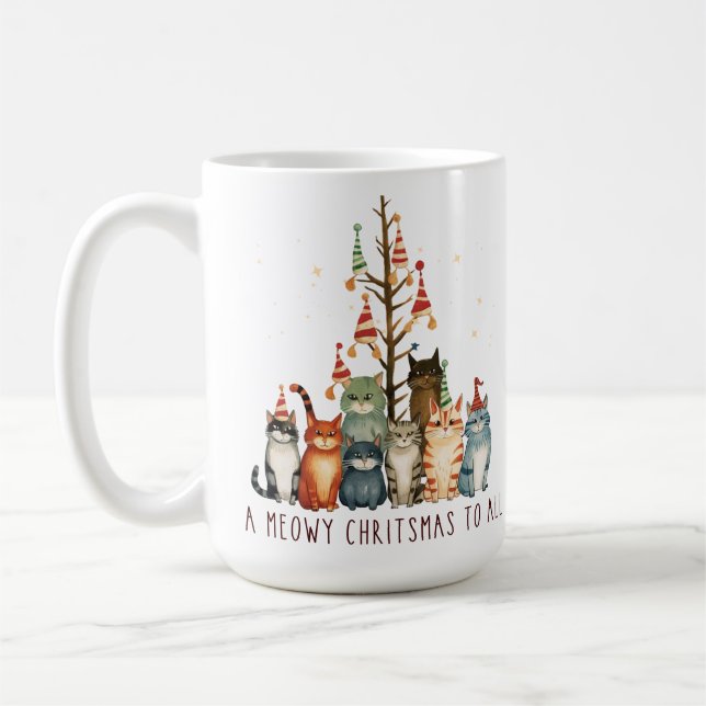 TAZA DE CAFÉ CUTE PEQUEÑOS NAVIDADES DE VACACIONES KITTY GATOS (Izquierda)