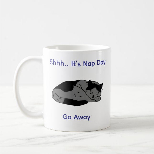 Taza De Café "Cute perezoso café gato Mug - Vibes Nap Day" (Izquierda)