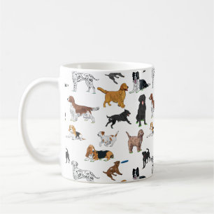 Taza De Café Cute Perros Ilustraciones Patrón Envoltura Papel 