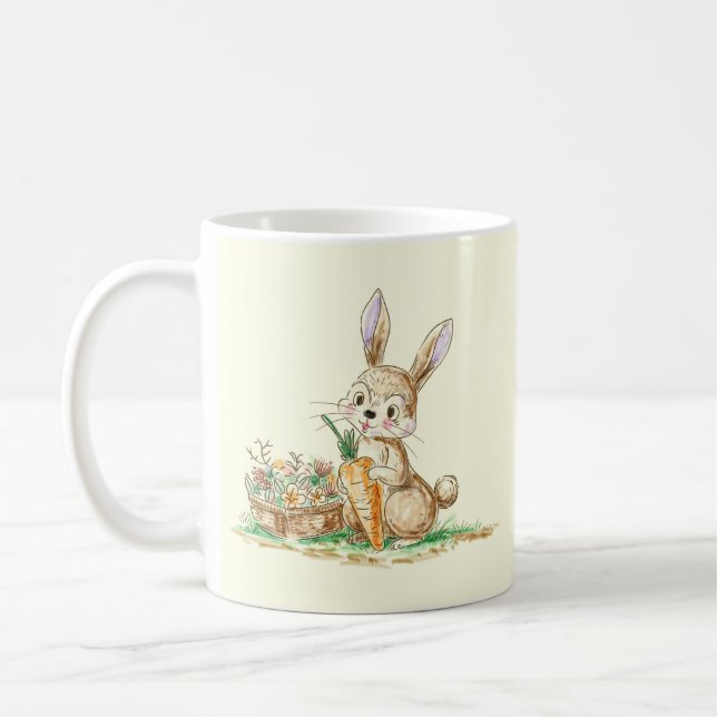 Taza De Café Cute Personalizado Bunny Rabbit Sketch (Izquierda)