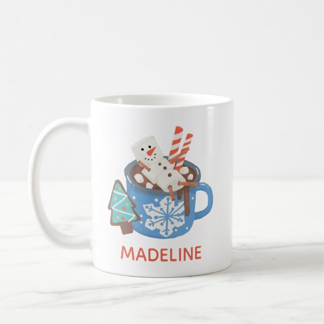 Taza De Café Cute Personalizado Snowman nombre personalizado ca (Izquierda)