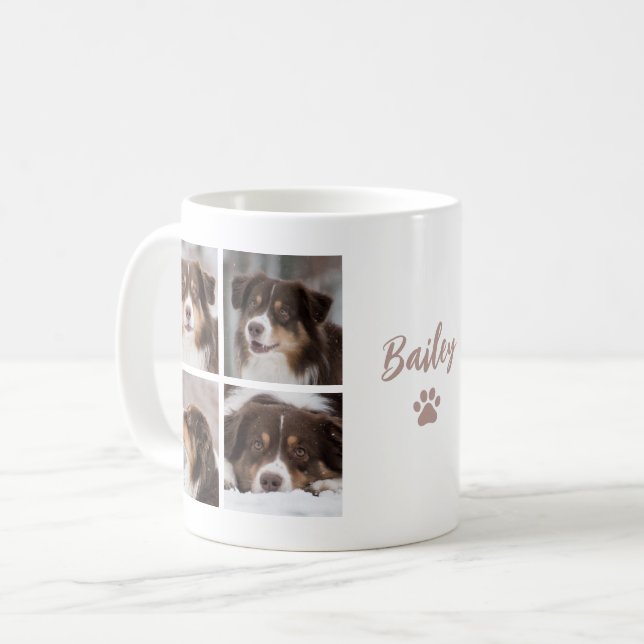 Taza De Café Cute Pet Dog Custom 8 Photo Collage (Anverso izquierdo)