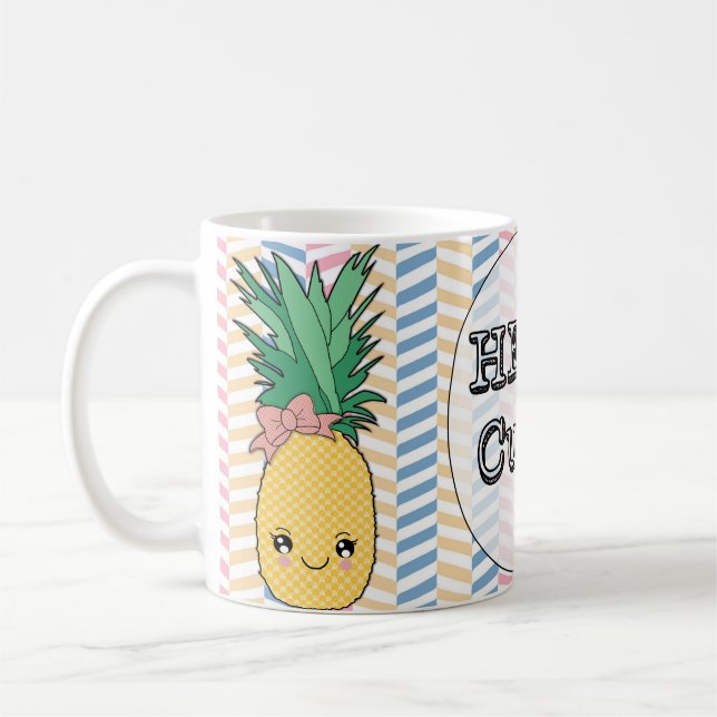 Taza De Café Cute Piña Fruta Kawaii Hola Cutie Verano (Izquierda)