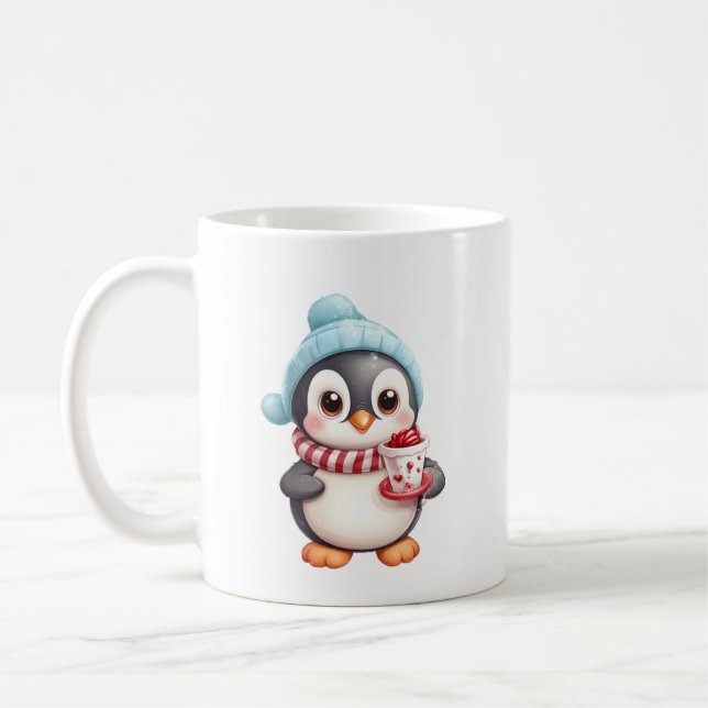 Taza De Café ☕ Cute Pingüino Navidad Mug - Café de vacaciones (Izquierda)
