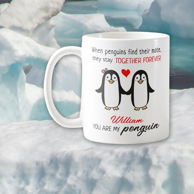 Taza De Café Cute pingüinos juntos para siempre, San Valentín (Subido por el creador)