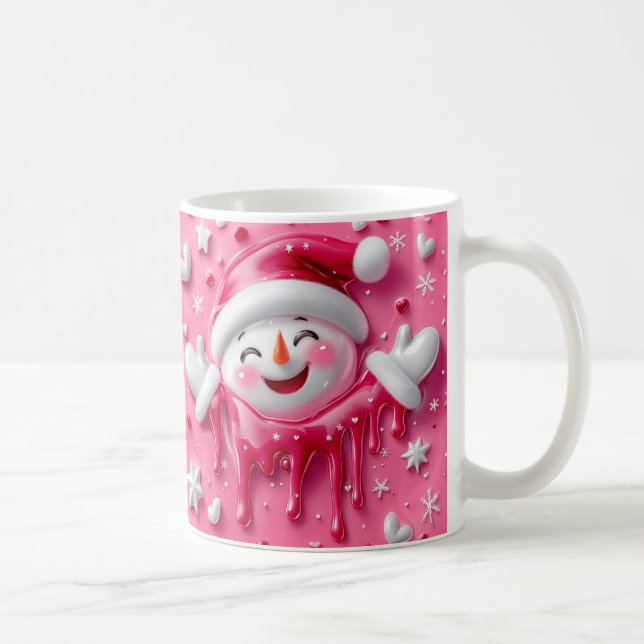 Taza De Café Cute Pink Christmas Snowman Mug (Derecha)