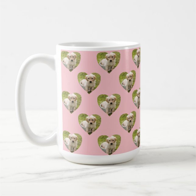 Taza De Café Cute Pink Hearts Custom Pet Photo (Izquierda)